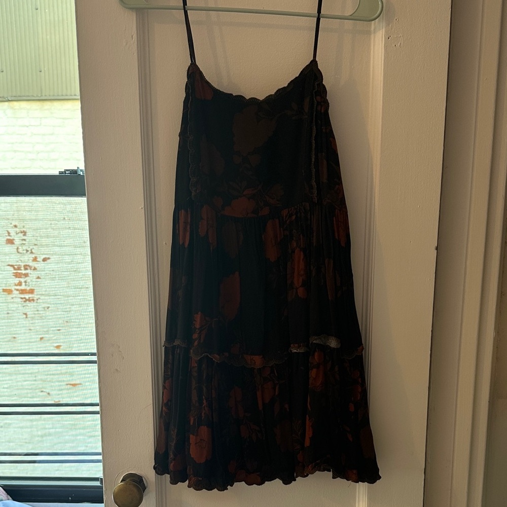 Floral Black and Maroon Dress
